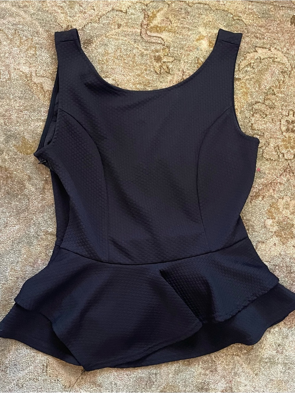 Arden B Black Top with Peplum Detail